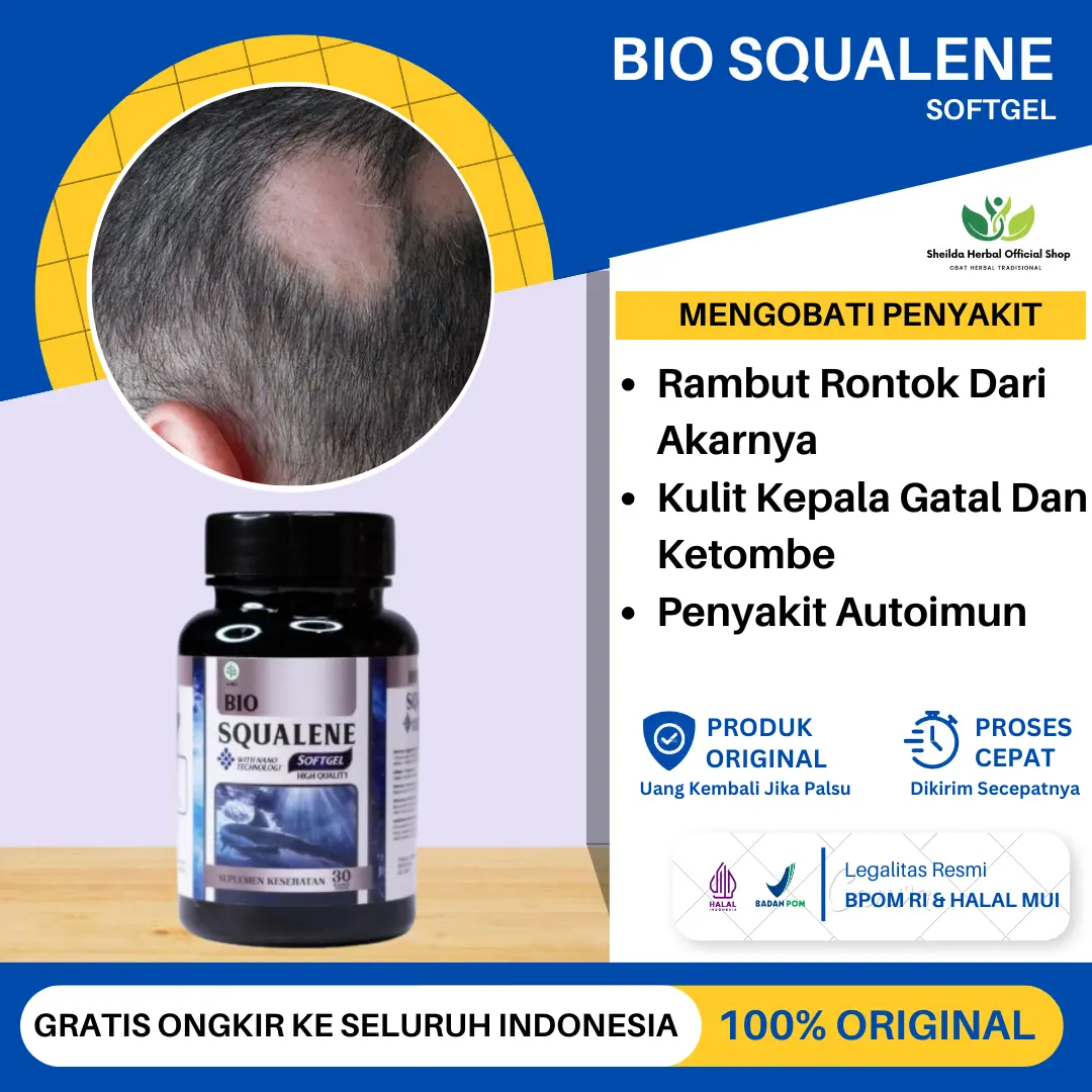 Bio Squalene  Minyak Rambut Pitak, Penumbuh Rambut Botak Rontok ,  Vitamin Rambut Botak Pitak Koin Pria Dan Wanita, Penyakit Autoimun