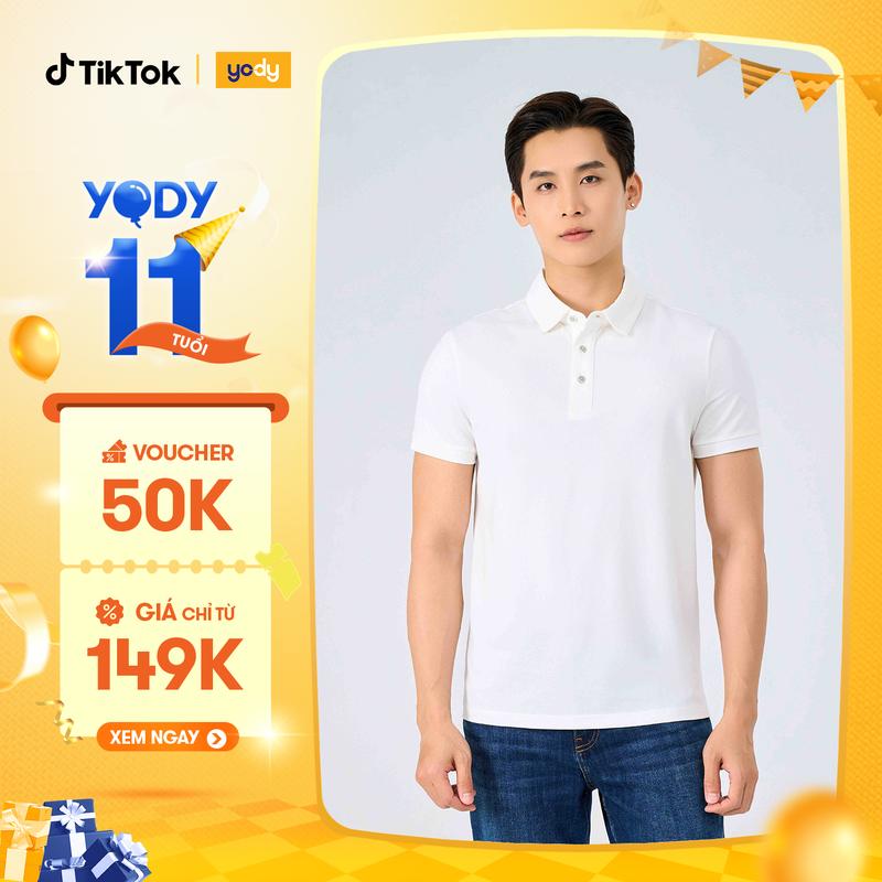 YODY Áo Thun  Polo Nam Cổ Bẻ Mắt Chim Trơn Cộc tay Thoáng mát Chuẩn Form Nhiều Màu Menswear Có Cổ APM7459