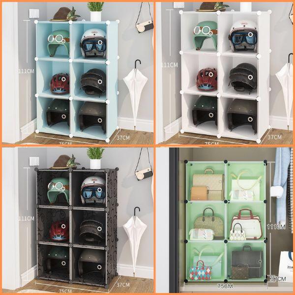 TỦ NHỰA LẮP GHÉP CỬA TRONG 6 Ô ĐỰNG TÚI XÁCH NÓN BẢO HIỂM ĐỒ DÙNG CÁ NHÂN