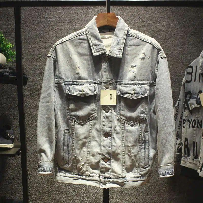 Áo Khoác Denim, Phong Cách Âu Mỹ, Họa Tiết Graffiti Màu Sáng, Thương Hiệu Thời Trang Rách, Áo Sơ Mi Denim Đường Phố Âu Mỹ Thương Hiệu Thời Trang, Dành Cho Nam Giới, Xu Hướng Mùa Hè, 2024Mới 3