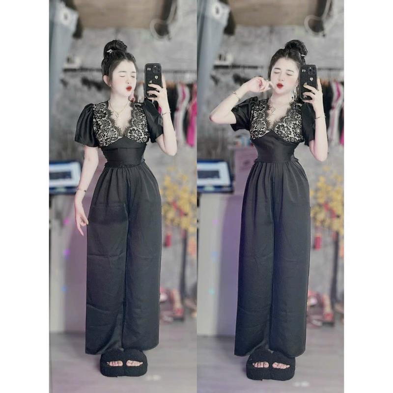 Sét Cúp Ngực Phối Ren,Tay Ngắn Xinh, Quần Lụa Nữ váy  body vaynoel Women Voi 6