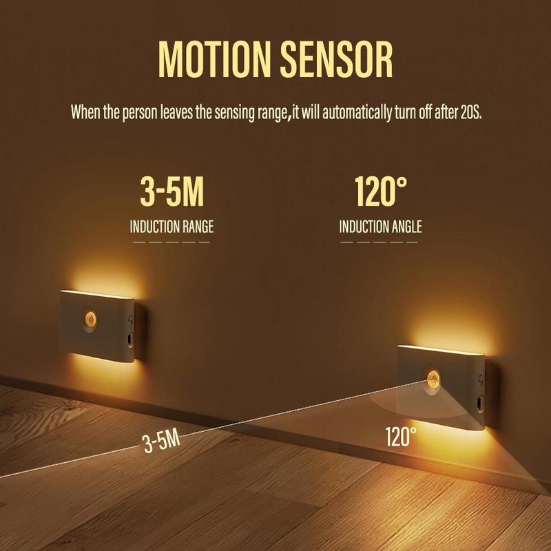 Motion Sensor Night Lights, USB Rechargeable Magnetic Wall Lamp, Home Motion Sensor Night Light, for Bedroom Hallway Bathroom Kitchen Cabinet Stair & Basement 3