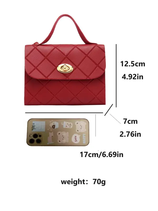 Fashion Quilted Pattern Pu Leather Crossbody Bag, Casual Solid Color Shoulder Bag for Women, Trendy Versatile High-quality Daily Commuting Bag, Sling Purse 7