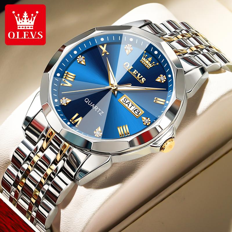 OLEVS Đồng hồ dây thép không gỉ có chức năng phát sáng lịch chống nước đồng hồ nam Watch Đeo Tay 9931