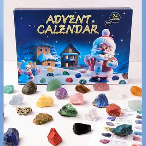 24 Grid Christmas Countdown Calendar, 1 Box Crystal Stone Blind Box, Party Gift for Teenager, Home Decor, Festive & Party Supplies, Stocking Filler