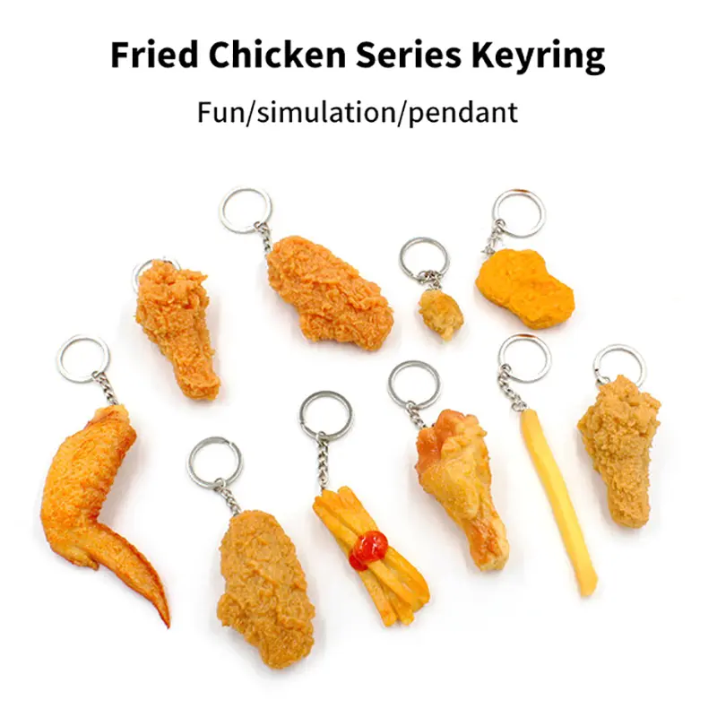 Funny Fried Chicken Leg Chicken Wing Keychain Creative Mini Simulation Food Pendant With Key Ring For Handbag Purse Accessories