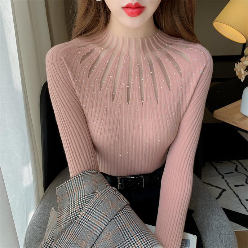 Product Introduction of Áo Lớp Nền Cho Nữ, Hàng Mới Về, Dáng Ôm, Ren Và Kim Cương Giả, Áo Áo Chui Đầu Dễ Phối Đồ Áo Len, Có Thể Mặc Bên Trong Áo Len, Thích Hợp Cho Mùa Thu Top Trắng 8