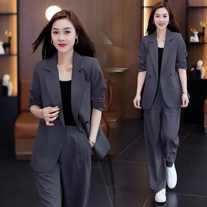Bộ Đồ Ngoại Cỡ, Chuyên Nghiệp, Hàng Mới Về Mùa Xuân 2025, Dáng Rộng Rãi Và Bó Sát, Áo Khoác Blazer Thường Ngày Quần Ống Rộng, Bộ Hai Mảnh 5