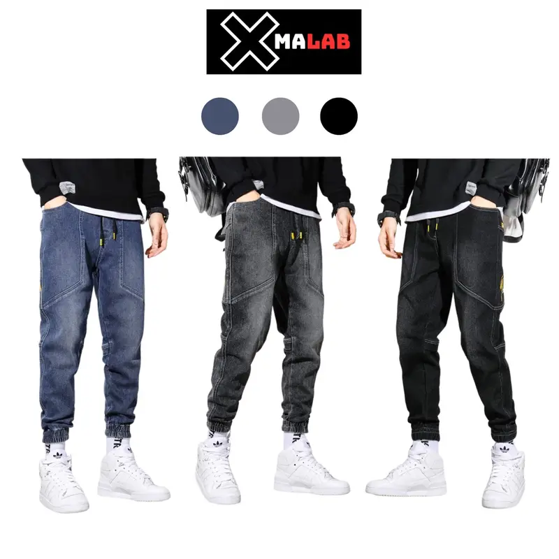 Quần jean jogger nam XMALAB dáng suông cạp chun bo gấu phá cách co dãn 4 chiều cực đẹp B052 Menswear 3