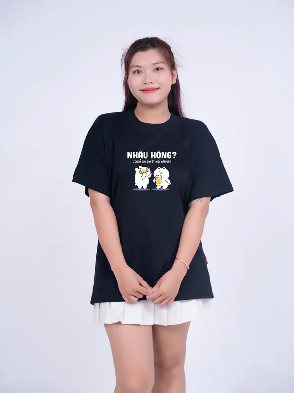 Áo Thun in " Nhậu Hông " Overco có Bigsize vải Cotton thoáng mát - O1A40 1