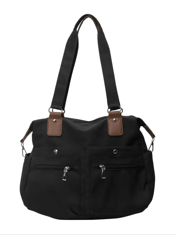 Women's Solid Color Tote Bag, Fashionable Large Capacity Shoulder Bag for Daily Used, Casual Trendy Versatile High-quality Daily Commuting Bag, Girl Fashionable Shopping Bag 2