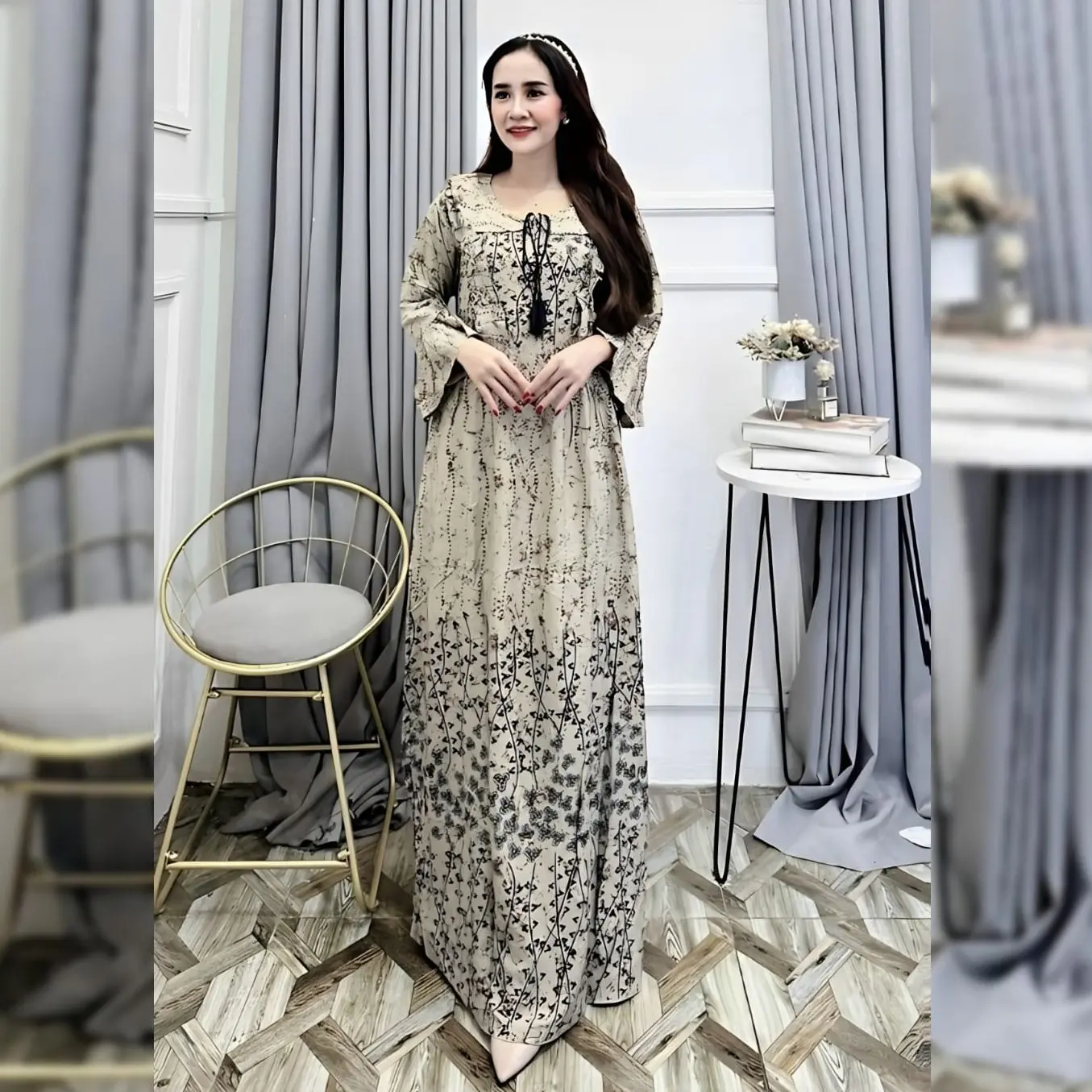 Longdress Wanita Asyanti Dress Rempel Handmade Rayon Busui Resleting Warna Soft Motif Bunga Kekinian Murah Premium Daster Batik Lengan Panjang Gamis Sultan Arab Kondangan Dress Gamis Lebaran 2024