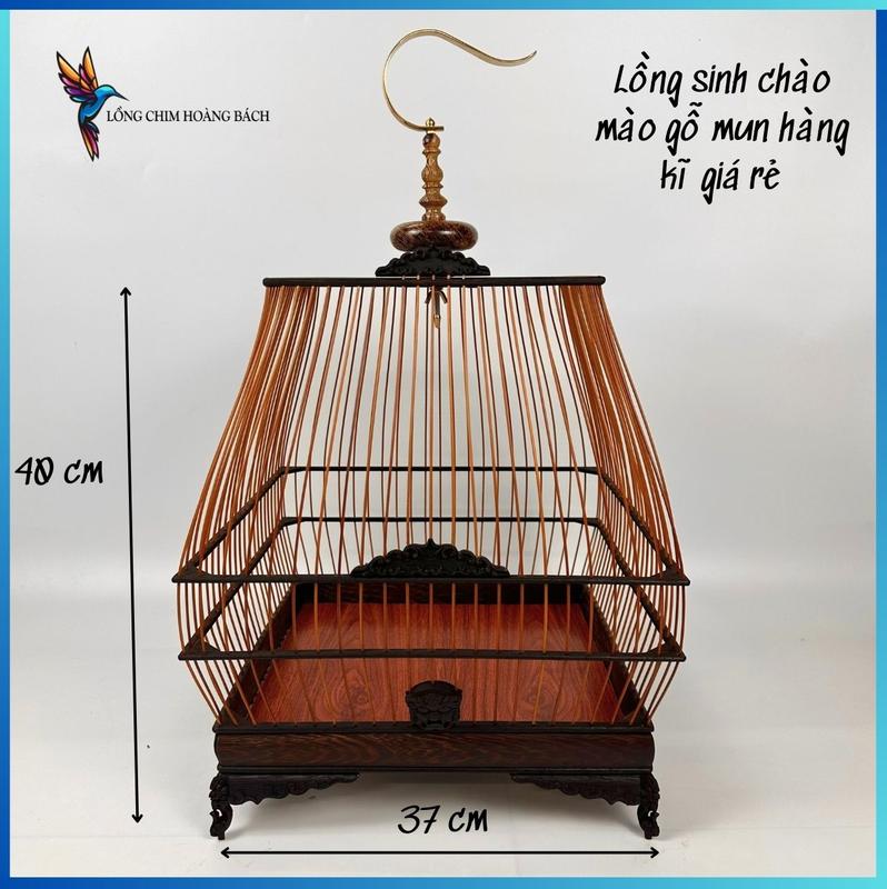 Lồng sinh chào mào tự ráp lá đề, lồng chim chào mào tự ráp chất liệu gỗ mun cao cấp lồng  chim