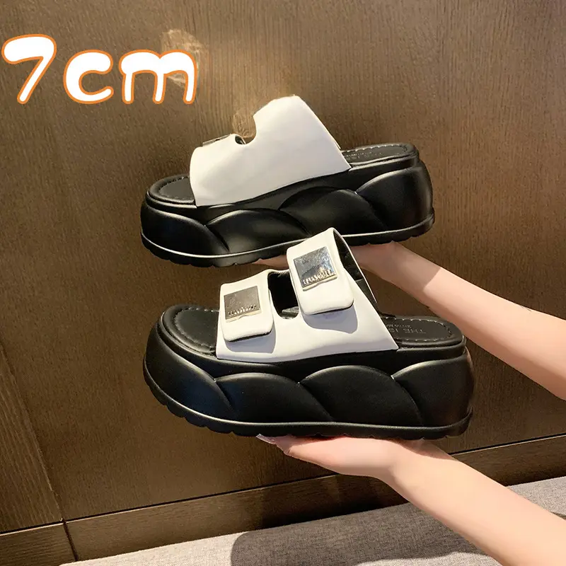 Giày Nữ, Dép, Dành Cho Phụ Nữ, Dày Hơn 7Cm, Dép Đế, Thích Hợp Đi Biển, Giày Quai Dán, Có Thể Đeo Ngoài Trời, Hàng Mới Về Năm 2024 2