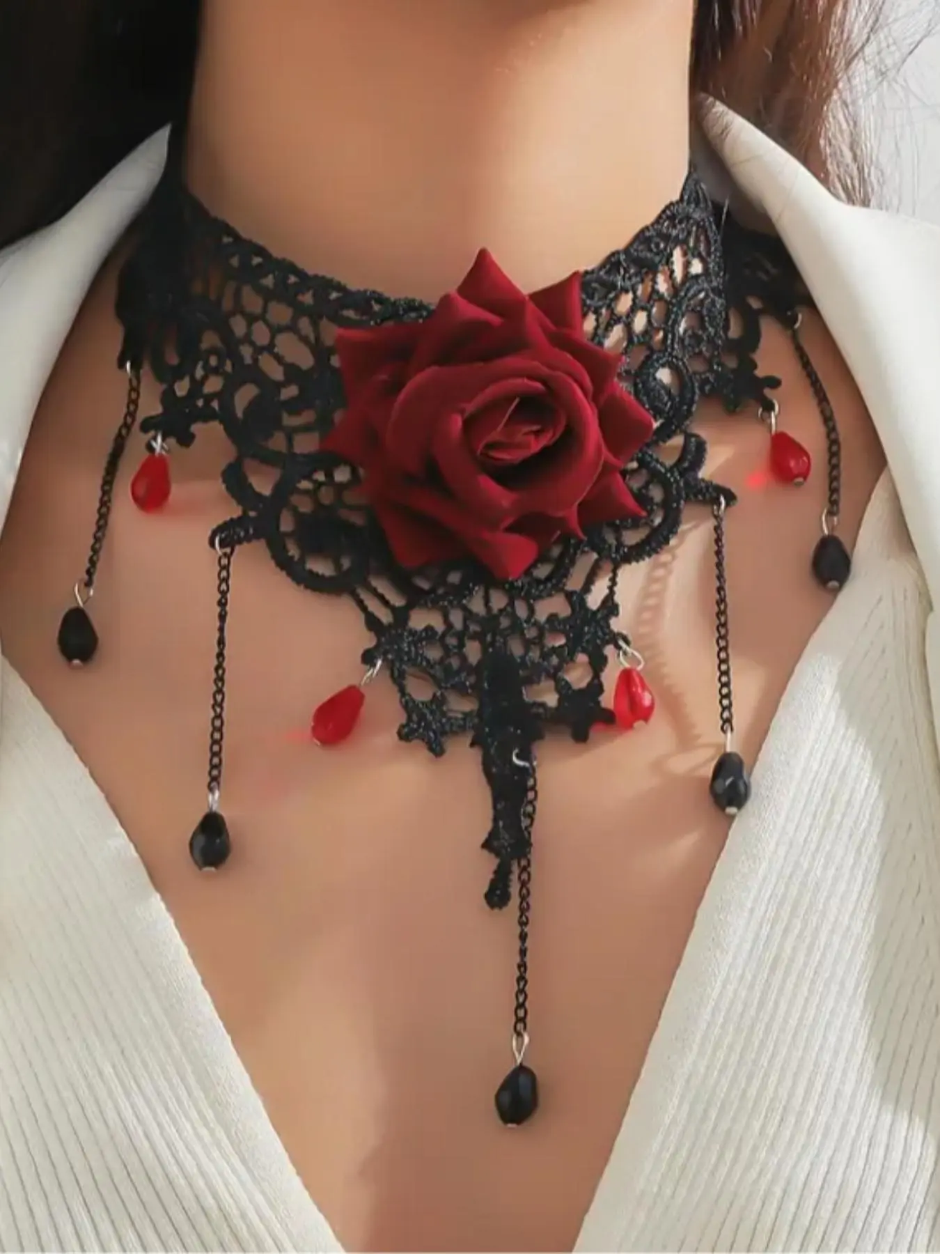 Rose Design Choker Necklace, Fashionable Lace Choker Necklace for Party, Daily Clothing Decor, Trendy All-match & Exquisite Jewelry for Birthday Gift