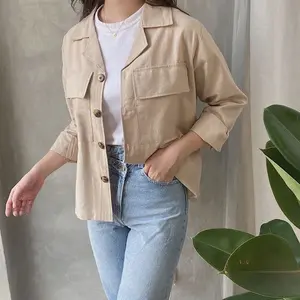 Claryn Outer Linen - Kemeja Linen - Atasan Wanita | Kardigan Saku 2278 Kancing Katun