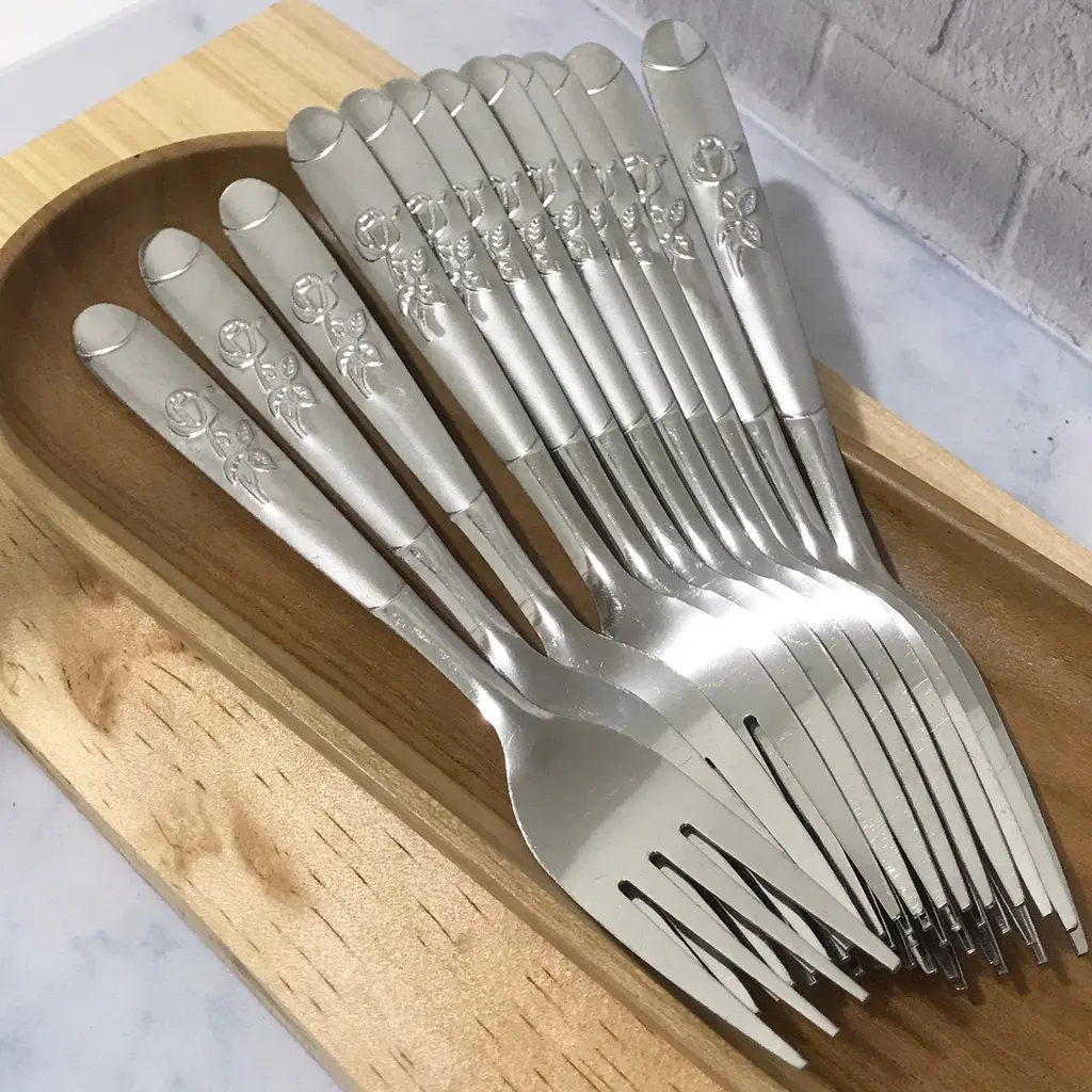 12 pcs garpu makan bunga stainless steel