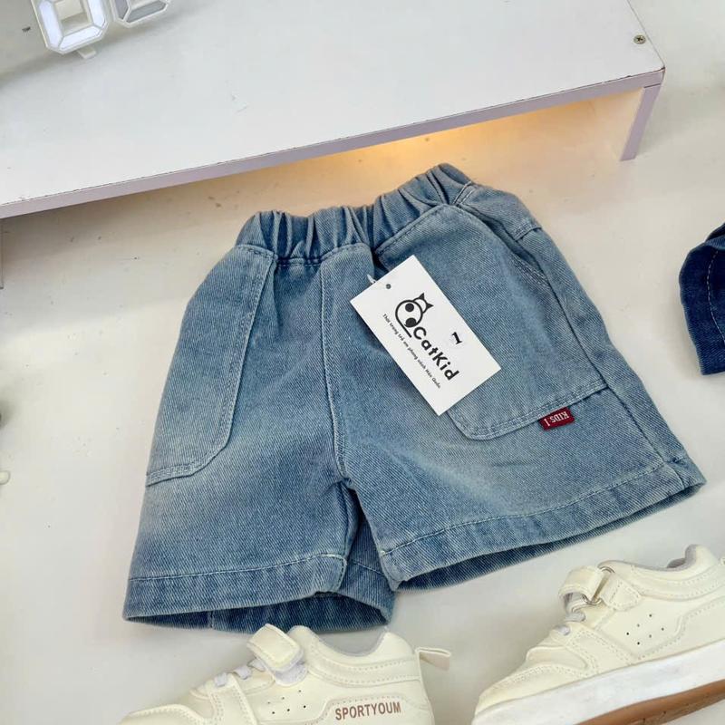 Quần short bò, quần quần sooc bò bé trai dáng rộng cho bé trai, phong cách basic đơn giản Hàn Quốc, đủ size từ 9-20kg