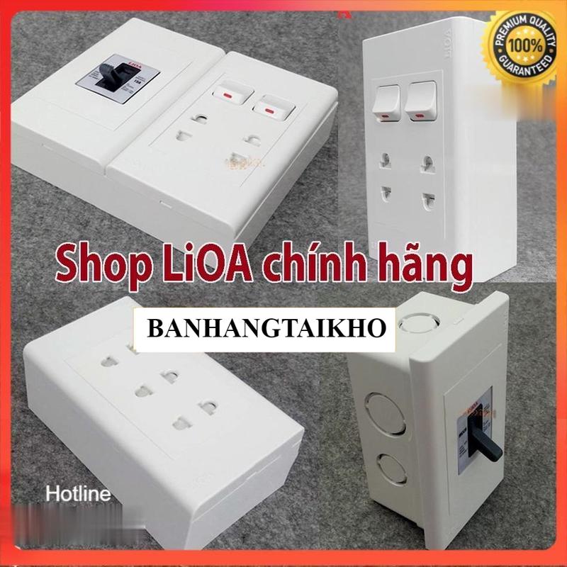 Combo ổ cắm điện LiOA có công tắc và cầu dao chống quá tải LẮP NỔI TƯỜNG [đã bao gồm đế]. Hàng chính hãng