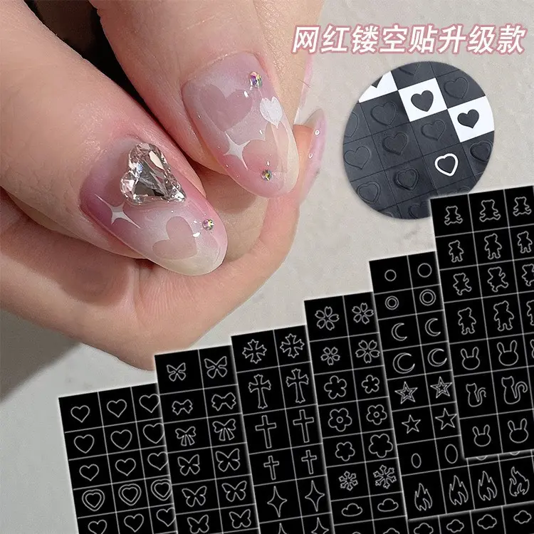 Sticker đen dặm omber nail nhiều họa tiết