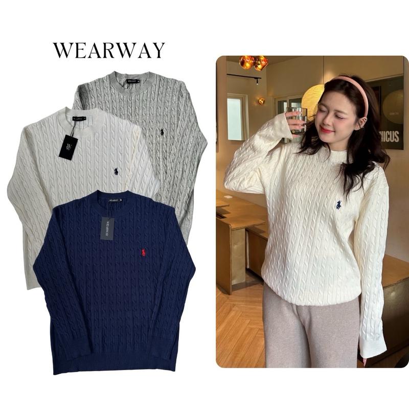 Áo Len Cổ Tròn Vặn Thừng Thêu Ngựa By Wearway Chất Len Lông Thỏ Mềm Mịn Nam Nữ Top