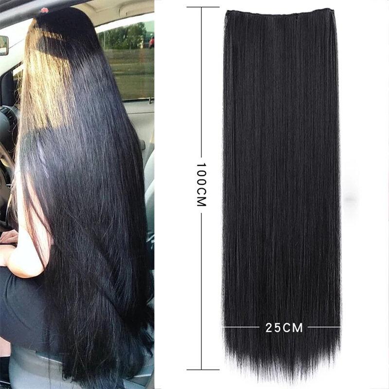 Sợi Tóc Thẳng Siêu Dài, 40 Inch, Vô Hình, Chất Liệu Tổng Hợp Tự Nhiên, 5 Kẹp…