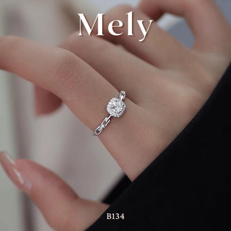 Nhẫn đính đá mặt vuông hàng cao cấp dạng basic phong cách thời trang Hàn Quốc - Mely B134