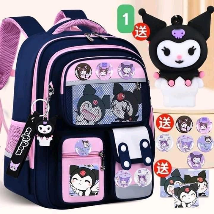 ( không có huy hiệu tròn)Balo chống gù cho bé trai bé gái chống thấm nước in hình korumi tặng kèm móc khoá túi xách  trẻ em
