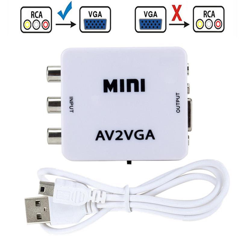 GRWIBEOU 1080P Mini Video Convertor RCA AV to VGA Video Converter Conversor with 3.5mm Audio AV2VGA / CVBS + Audio to HDTV PC 0