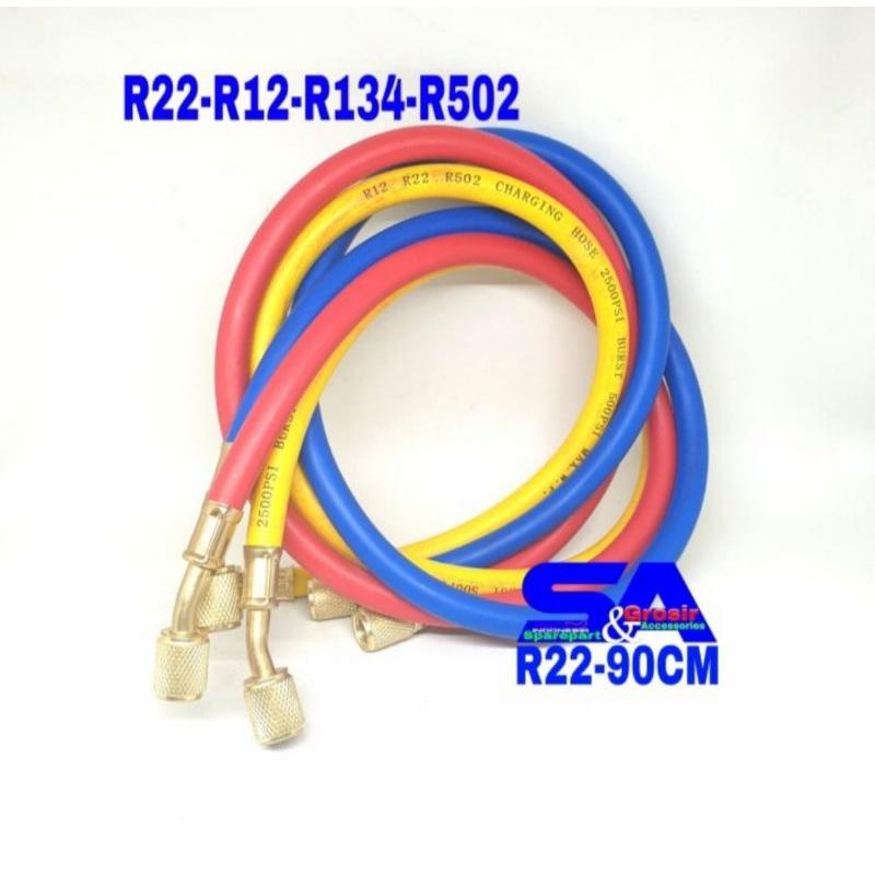 Selang Freon R22 1SET 90 cm/Slang Manifold Testing/Pengisian R12-134 ...