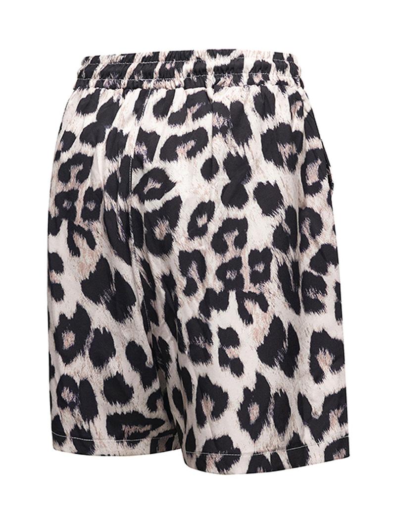 Product Introduction of Men's Leopard Print Drawstring Waist Beach Shorts, Regular Fit Casual Comfy Swim Shorts for Summer, Men's Shorts for Beach Vacation 7