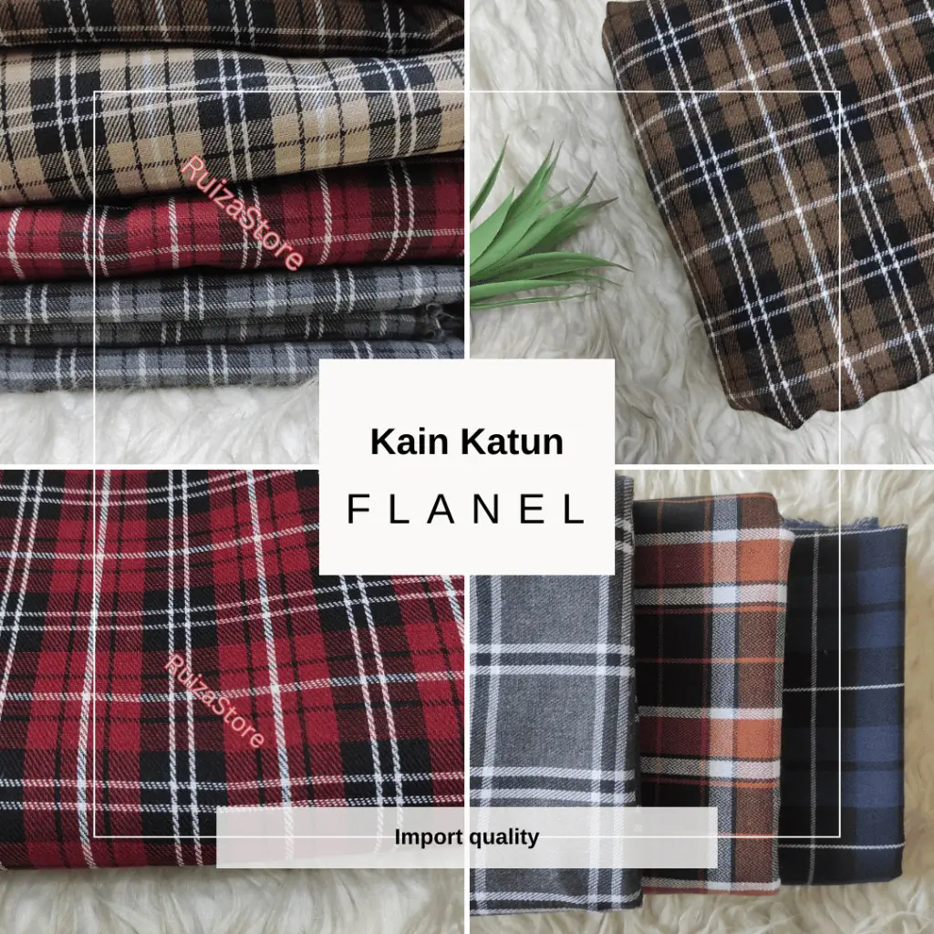 50cm Kain Katun Flanel Premium - Kain Kotak Kotak Tebal HalusCocok Untuk Kemeja Hoodie Celana dll Lebar 150cm
