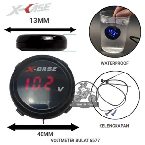 Voltmeter Mini Bulat Xcase 6577 Pengukur Aki Digital Motor Universal