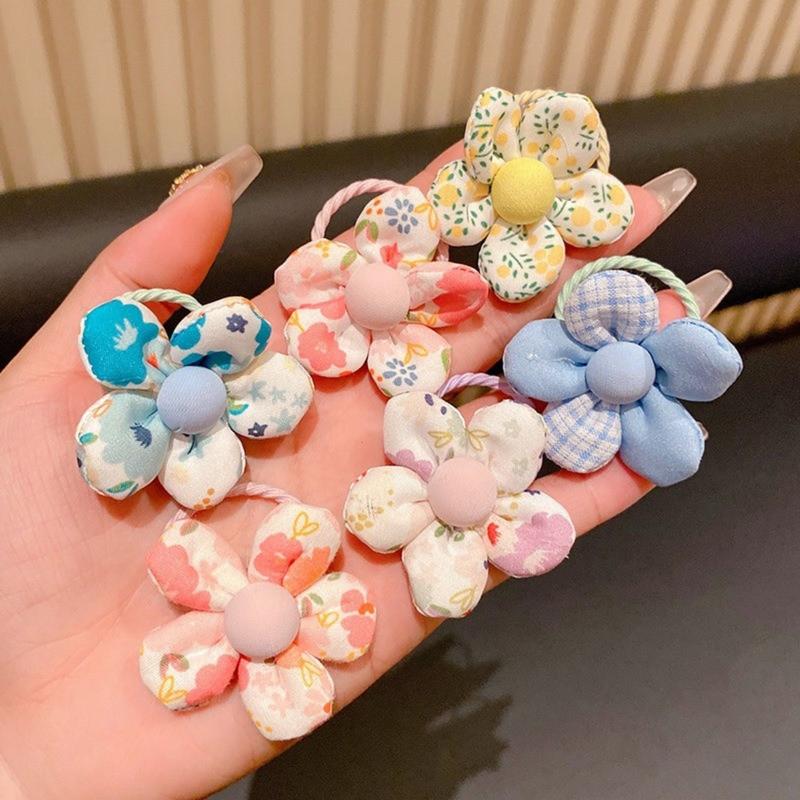 Product Introduction of 10Pcs Flower Hair Rope Korean Colorful Kids Hair Tie Cartoon Children's Head Rope Fashionable Candy Colored Girl Hair Accessories 3