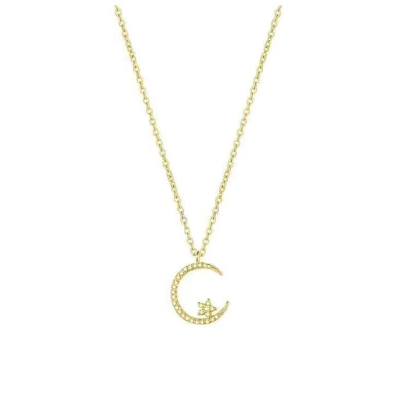 Product Introduction of Temperament Star Moon Pendant Necklace, Women's Sparkling Exquisite Clavicle Chain, Unique Design, Luxury Gift for Girlfriend 1