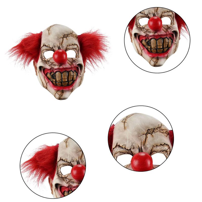 TOF-Mặt Nạ Cao Su Toàn Mặt, Chú Hề Đáng Sợ, Trang Phục Halloween, Ác Quỷ, Đáng Sợ, Tiệc Tùng, Đạo Cụ Kinh Dị 5