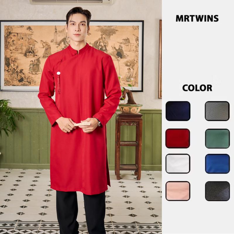 (Không Kèm Theo Quần) Áo Dài Nam Ngũ Thân Truyền Thống Form Rộng Cúc Bọc Tròn Thương Hiệu Mr Twins Menswear Cotton