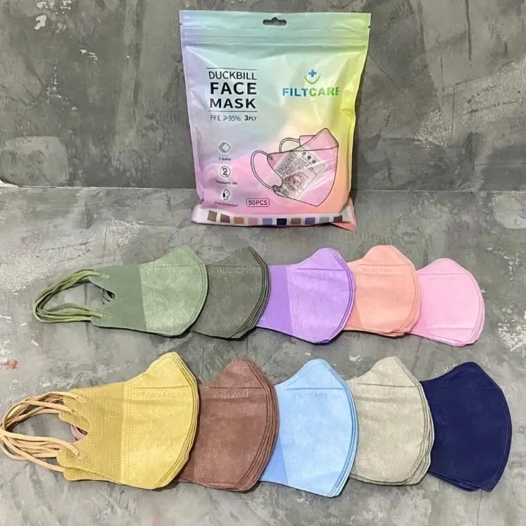 Masker DUCKBILL WARNA WARNI MIX COLOUR ISI 50 PCS BISA BAYAR DITEMPAT Polos Hitam