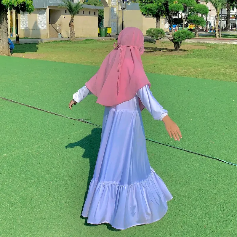 Setelan gamis hijab elsa anak Polos 3