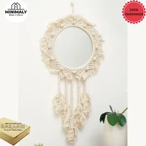 MINIMALY03 CERMIN MACRAME RUMBAI (CM06-CM07) KACA AESTHETIC HIASAN DINDING DEKORASI DINDING