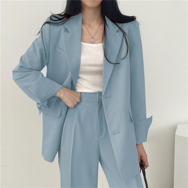Product Introduction of Suit Jacket for Women 2024 Spring New Korean Style Coat Temperament Commute Blue Design Sense Niche Suit for Women 4