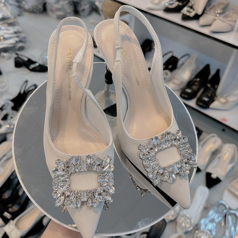 A7 - Giày cao gót shosse khoá đá vuông 7p ( CHUẨN SIZE) có bảo vệ gót 2