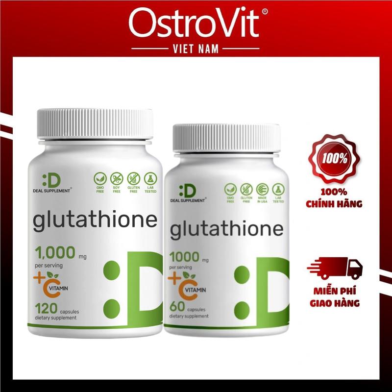 Date 8 25 Deal Supplement Glutathione Reduced 1000mg + Vitamin C - Viên Uống Trắng Da Làm Đẹp Da