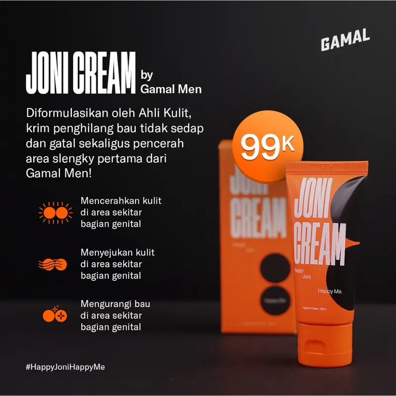 JONI Cream By Gamal Men - Perawatan Area Genital Pria untuk Menghilangkan Gatal & Bau Tidak Sedap Serta Mencerahkan Kulit Area Slengky 1