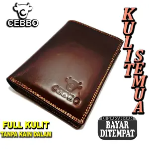 Dompet Kulit 3/4 Berdiri Bahan Kulit Sapi  Hitam Uang Pria Kartu