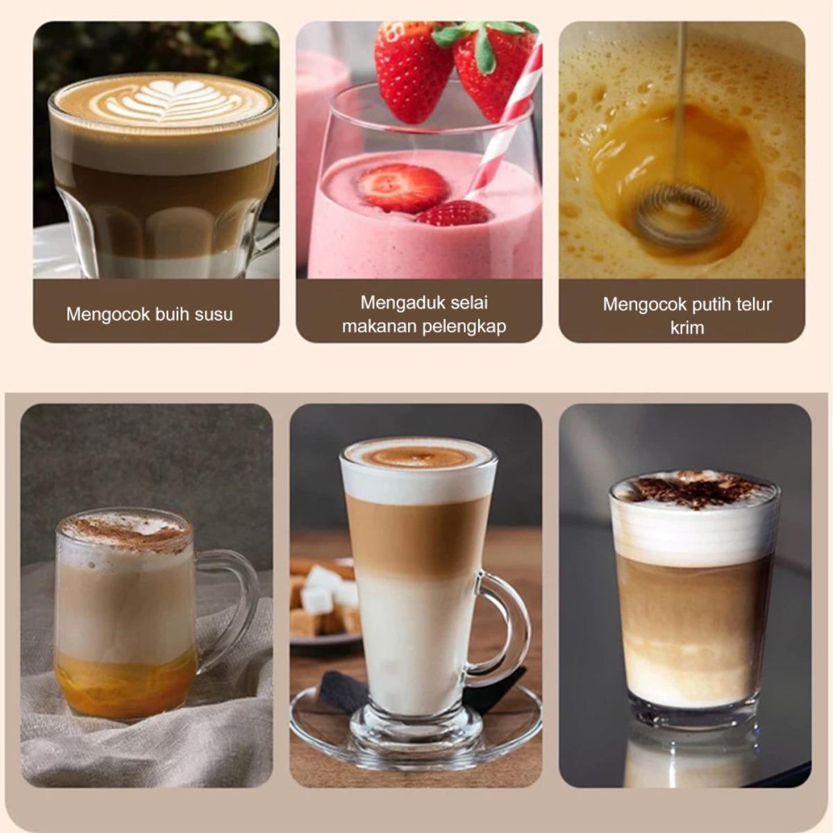 Peralatan Pengaduk Listrik Multifungsi - Milk Frother, Mikser Tangan Kecil, Pengocok Telur, Pengaduk Adonan, Mikser Kopi Ringan, Alat Kocok Busa Susu, Mikser Mini USB Khusus