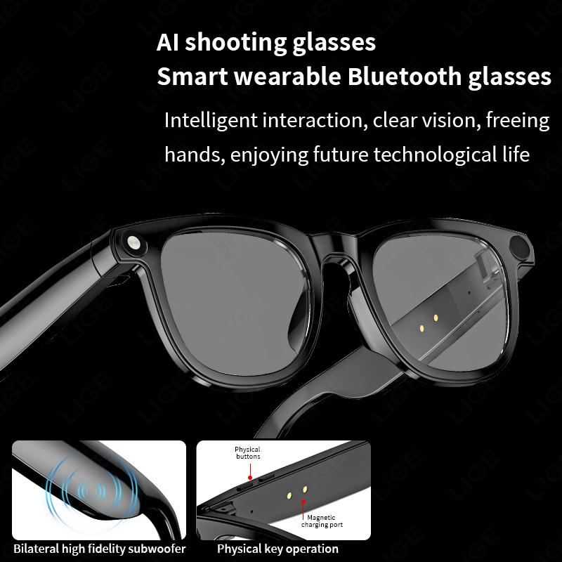 AI Smart Glasses with 8MP Camera Video Recording Eyeglass Languages Translation Sunglasses Bluetooth Call Music Player Men Women