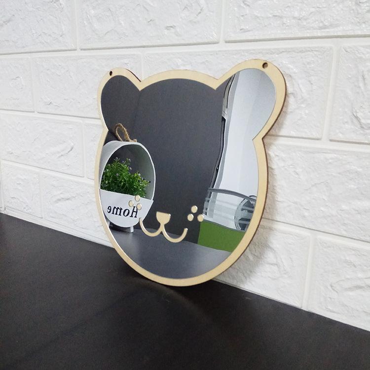 Product Introduction of Acrylic Wooden Mirror Cute Teddy Bear Mirror Home Decor Creative Home Wooden Crafts Wall Decorations Makeup Mirrors 6