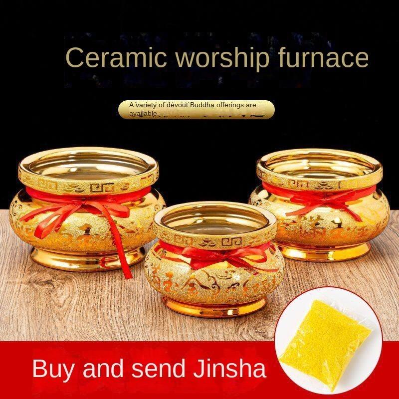Product Introduction of 3/5/6-inch Ceramic Incense Burner Ceramic Sand Golden Wealth Attraction Incense Burner Candle Aroma Scented Gift Freshener Perfume Fragrance 18