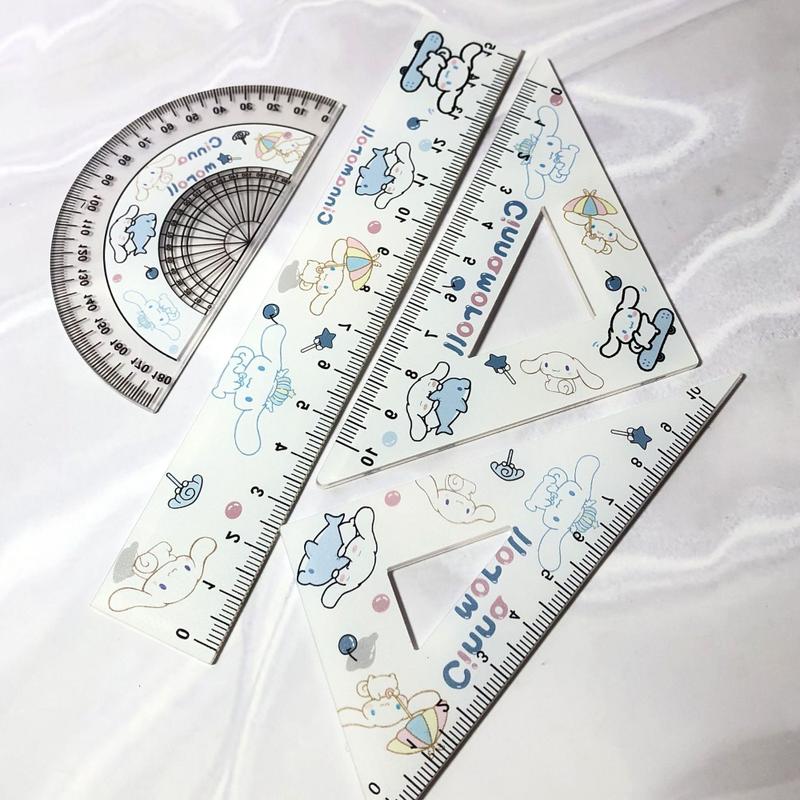 Cute Loopy Student Ruler Stationery Set Cute Crayon New Print Children's Measuring Triangle Rulers 1